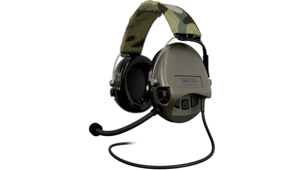 Sordin Supreme MIL CC Headset, Camo Headband, Green Cups, 530434