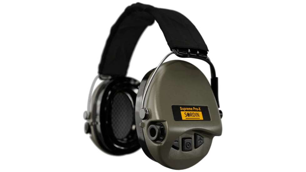 Sordin Supreme PRO-X Headband Headset, Black Headband, Green Cups, 500402