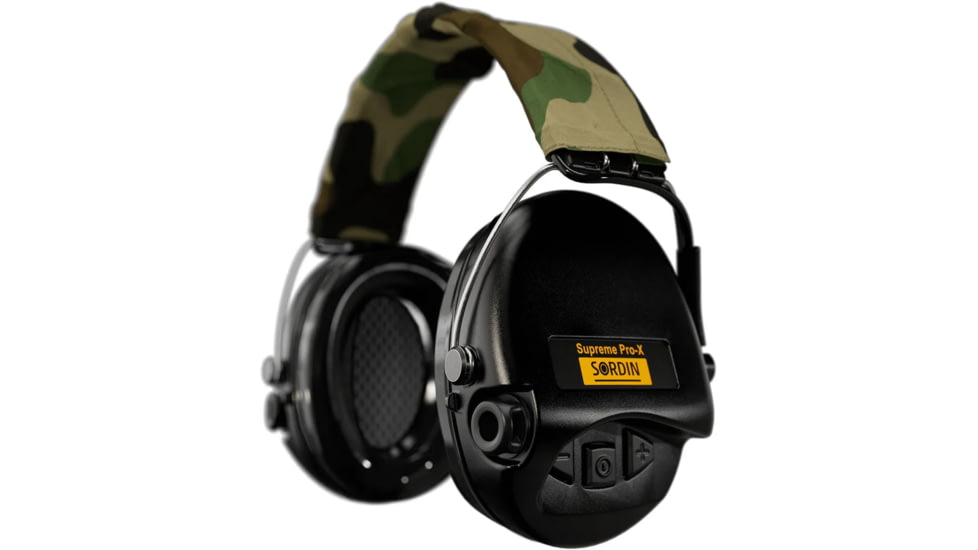 Sordin Supreme PRO-X Headband Headset, Camo Headband, Black Cups, 500404