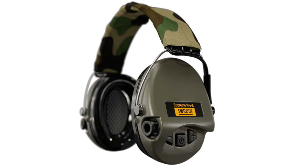 Sordin Supreme PRO-X Headband Headset, Foam, Camo Headband, Green Cups, 500423