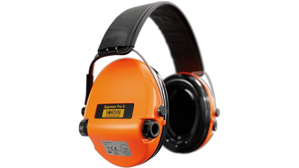 Sordin Supreme PRO-X Headband Headset, Leather Headband, Orange Cups, 500757