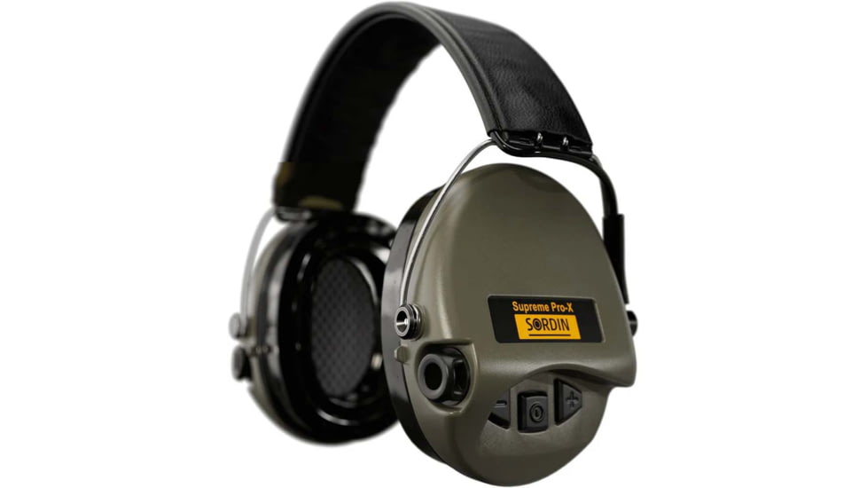 Sordin Supreme PRO-X LED Headset, Leather Headband, Green Cups, 510599