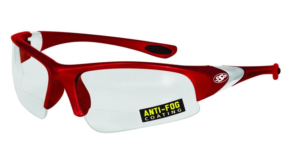 SSP Eyewear Entiat Shooting Glasses, Red Frame, Crystal Clear Anti-Fog Lens 011711954896