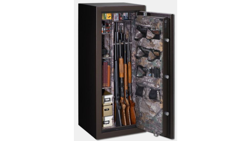 Stack-On 22-Gun w/Back-lit Electronic Lock,24.75x24x59in,Brown Hammertone W-22-BH-E-S