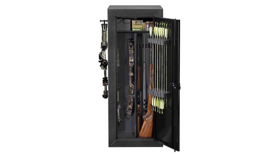 Stack-On Buck Commander Gun/Bow Cabinet Safe,21.50x18.75x57.63in,Silver/Black Hammertone AGC-408