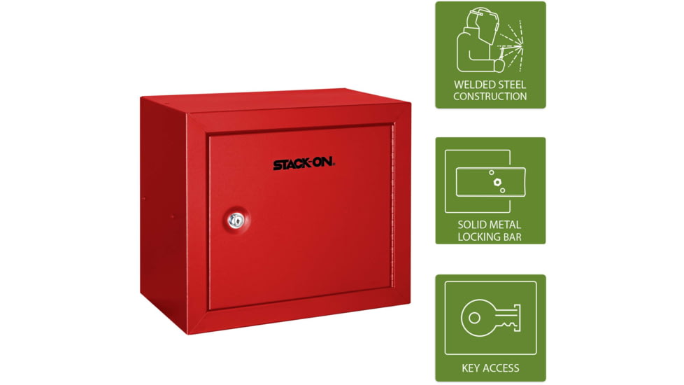 Stack-On Compact Welded-Steel Pistol, Ammo Cabinet, Red, Medium, GCR-500-DS