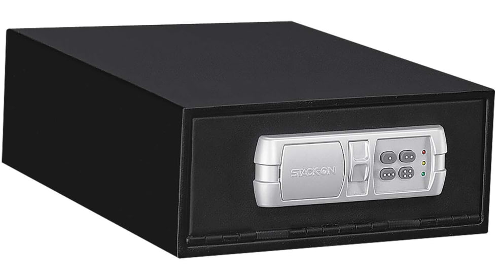 Stack-On Low Profile Quick Access Safe with E-Lock and Mounting Plate, Black, Small, QAS-1304-12