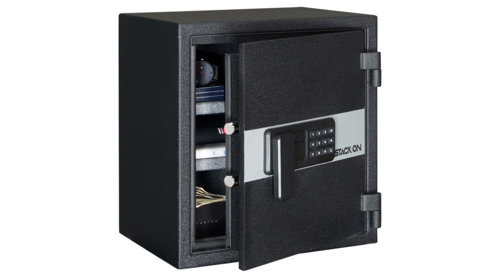 Stack-On Personal Fire and Waterproof Safe 1.2 Cu Ft with Electronic Lock, Black, Medium, PFWS-120-B-D-E