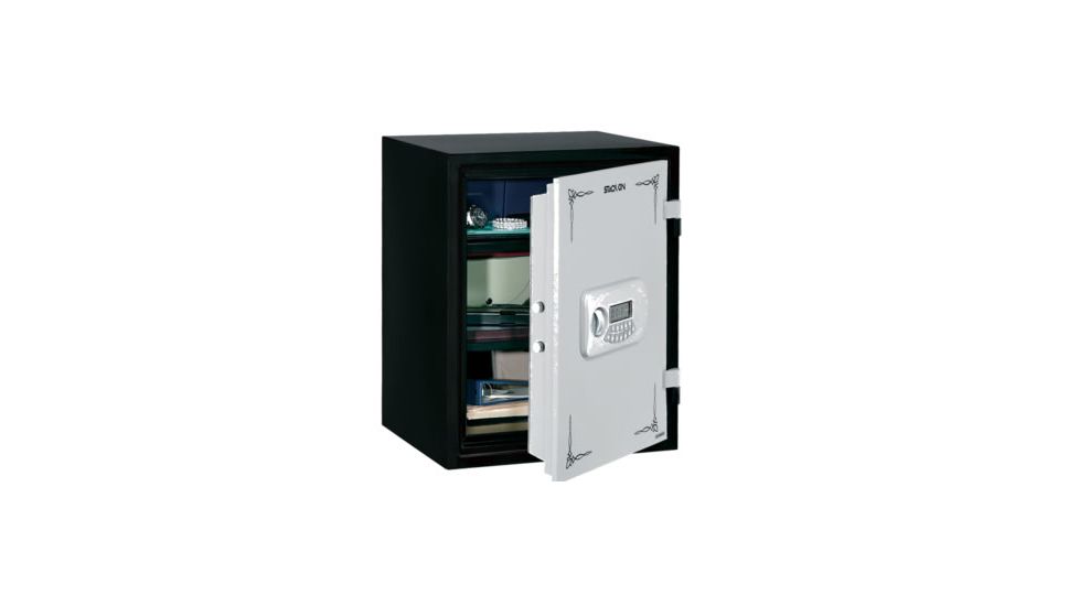 Stack-On Personal Safe, Electronic Lock, 90-Minute/1700 Degree Fire Rated, Matte Black/Silver, Silver/Black, Medium PSF-817K