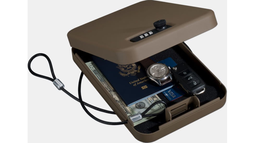 Stack-On Portable Case Gun Safe w/Combination Lock,9.5x6.5x1.75in,Sand PC-95C-S