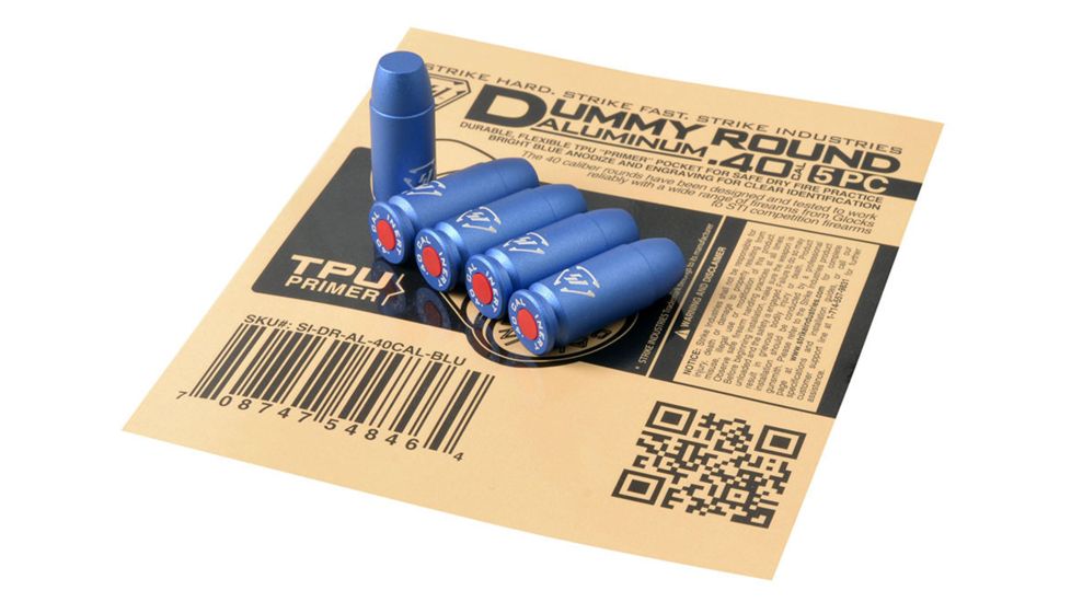 Strike Industries Aluminum Dummy Round .40 cal - 5PCS/PK, Blue, One Size, 708747548464