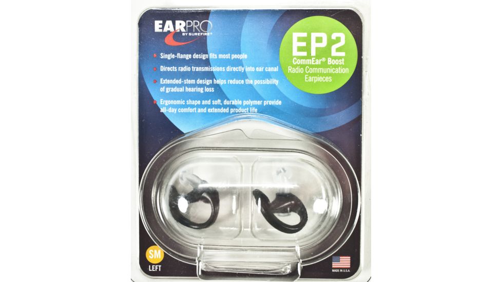 Surefire EP2 CommEar Boost Radio Earpieces EP2-BK-LS2 Left SM,2 Pack