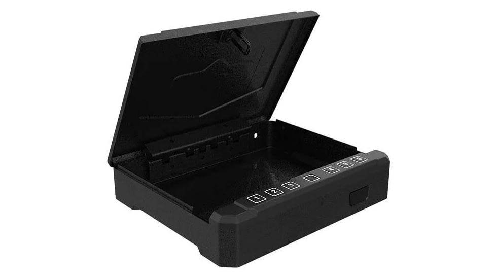 Surelock Security Quick Touch Flip Top Vault Digital Gun Safe w/ Bioscanner, 5-digit code, Black, 3418978