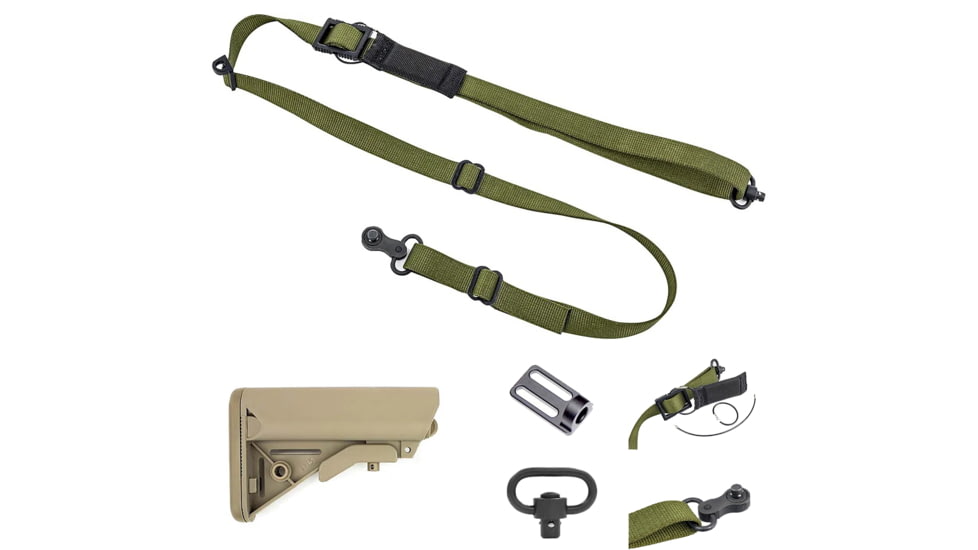 T10 Complete Modular Operator'S System - Alpha Sling Olive Drab, Swinger Stock Flat Dark Earth, Mil-Spec, CMOS-ASL-ODG-SWST-FDE