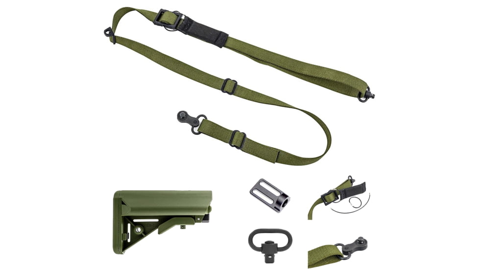 T10 Complete Modular Operator'S System - Alpha Sling Olive Drab, Swinger Stock Olive Drab, Mil-Spec, CMOS-ASL-ODG-SWST-ODG