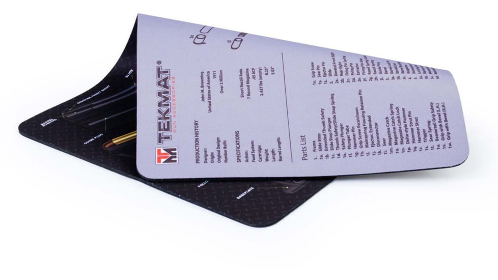 TekMat 1911 Grey-1911 Cutaway DblSide Gun Cleaning Mat, Grey, TEK-17-1911-CA-DBL
