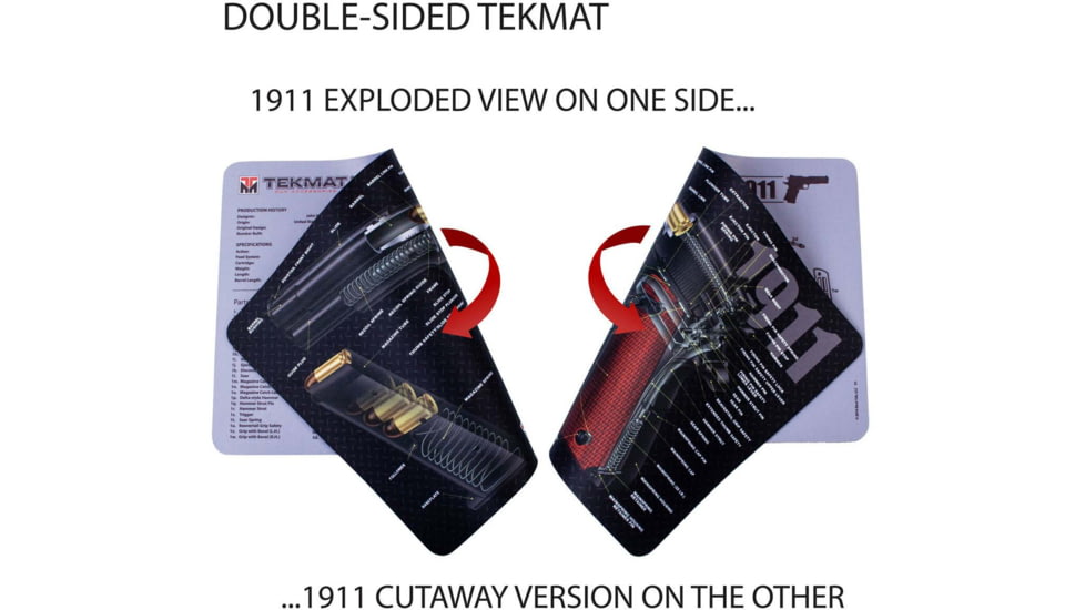 TekMat 1911 Grey-1911 Cutaway DblSide Gun Cleaning Mat, Grey, TEK-17-1911-CA-DBL