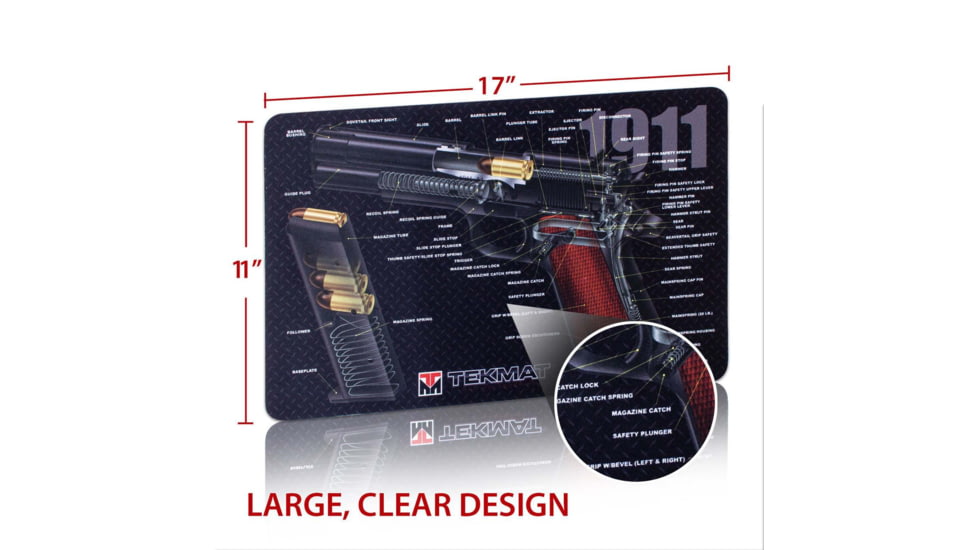 TekMat 1911 Grey-1911 Cutaway DblSide Gun Cleaning Mat, Grey, TEK-17-1911-CA-DBL