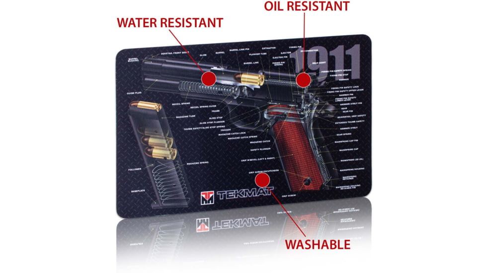TekMat 1911 Grey-1911 Cutaway DblSide Gun Cleaning Mat, Grey, TEK-17-1911-CA-DBL