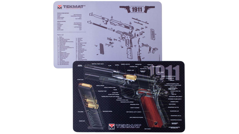 TekMat 1911 Grey-1911 Cutaway DblSide Gun Cleaning Mat, Grey, TEK-17-1911-CA-DBL