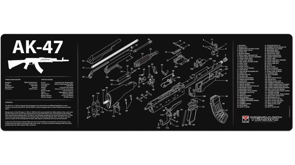 TekMat 36in Printed Gun Cleaning Mat AK-47, Black, TEK-36-AK47