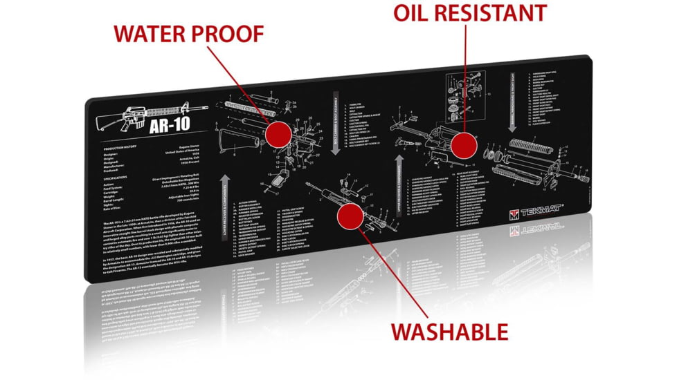 TekMat 36in Printed Gun Cleaning Mat AR-10, Black, TEK-36-AR10