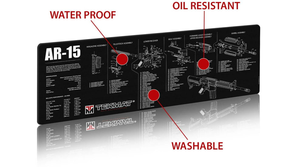 TekMat 36in Printed Gun Cleaning Mat AR-15, Black, TEK-36-AR15