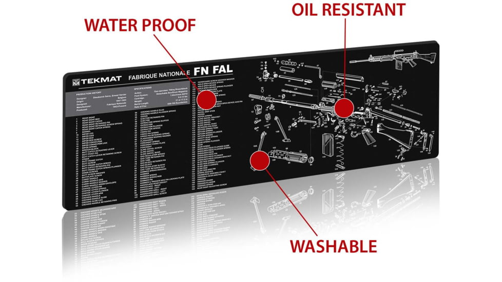 TekMat 36in Printed Gun Cleaning Mat FN-FAL, Black, TEK-36-FNFAL