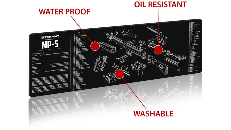 TekMat 36in Printed Gun Cleaning Mat Heckler &amp; Koch MP5, Black, TEK-36-HKMP5