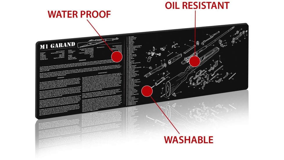 TekMat 36in Printed Gun Cleaning Mat M1 Garand, Black, TEK-36-M1GARAND-BK