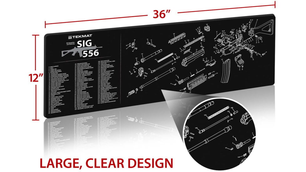 TekMat 36in Printed Gun Cleaning Mat Sig Sauer 556, Black, TEK-36-SIG556