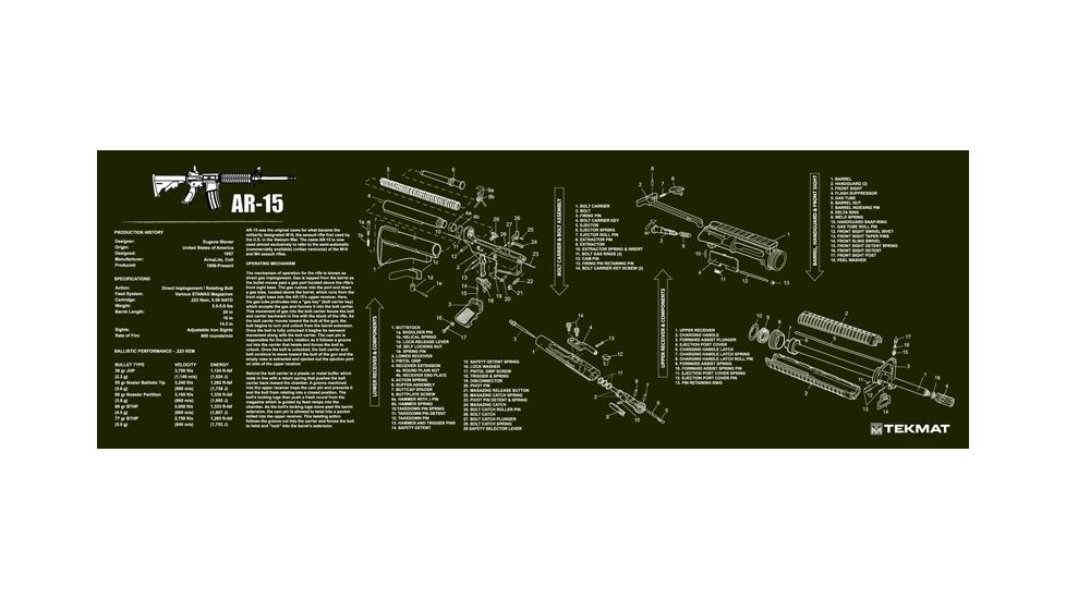 TekMat AR-15 Gun Cleaning Mat,12x36in,Olive Drab 36-AR15-OD