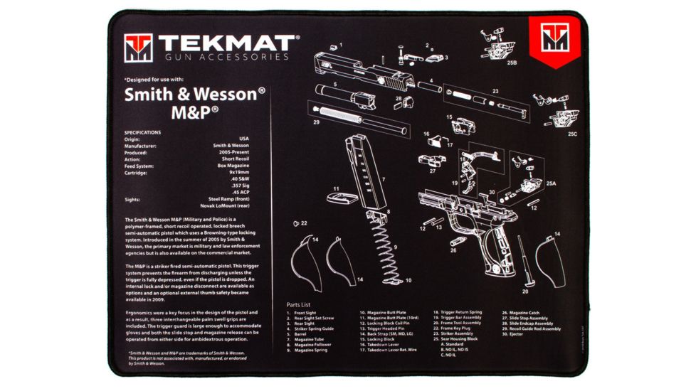 Tekmat Armorers Bench Mat Ultra 15x20 S&amp;w Mp Black