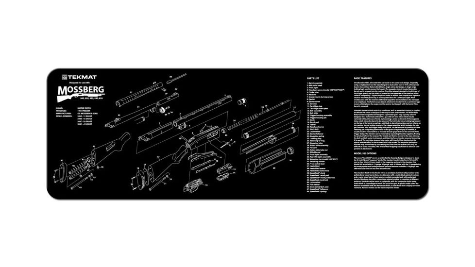TekMat Mossberg Shotgun Gun Cleaning Mat,12x36in,Black 36-MOSS