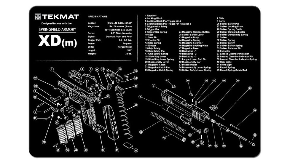 TekMat Springfield Armory XDM Gun Cleaning Mat,11x17in,Black 17-XDM