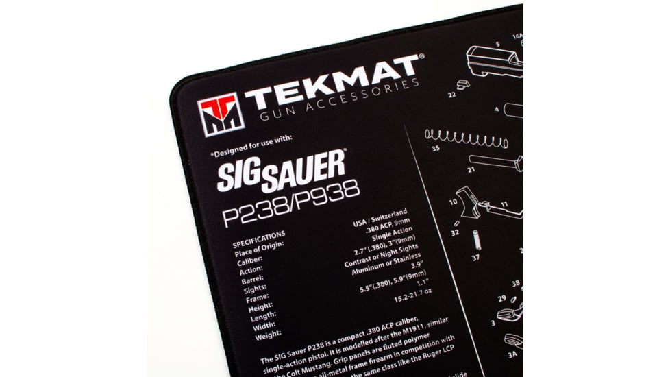 TekMat Ultra 20 - Sig Sauer P238 Gun Cleaning Mat, Black, TEK-20-SIGP238