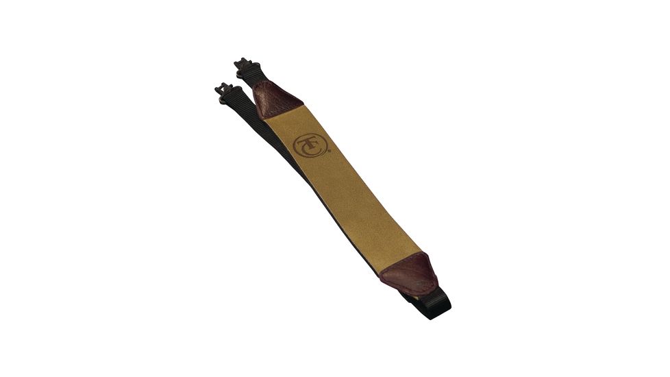 Thompson Center Muzzleloader Rifle Sling Brown Leather Faced And Quick Remove Swivels With Logo 7584