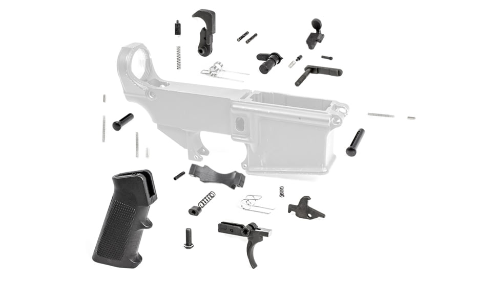 Tiger Rock AR-10/LR-308 Lower Parts Kit w/  Standard Grip, Trigger Guard &amp; Single Safety Selector, Black, LPK308-17