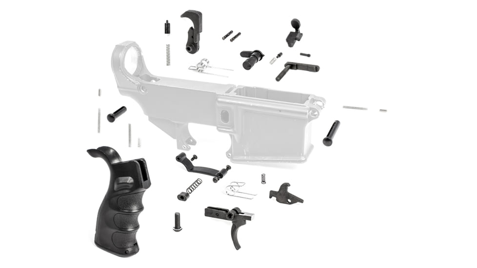 Tiger Rock AR-10/LR-308 Lower Parts Kit w/ Enhanced Grip, Extended Trigger Guard &amp; Single Safety Selector, Black, LPK308-18