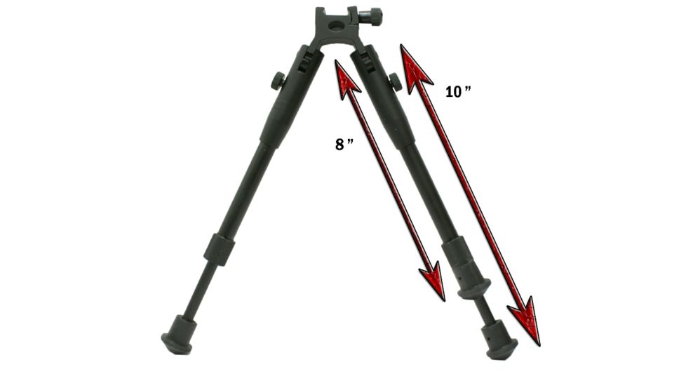 Tuff Zone Tactical Bi-Pod 8-10in, w/ Picatinny &amp; Swivel Stud Mounting Systems, TZ-MBP15