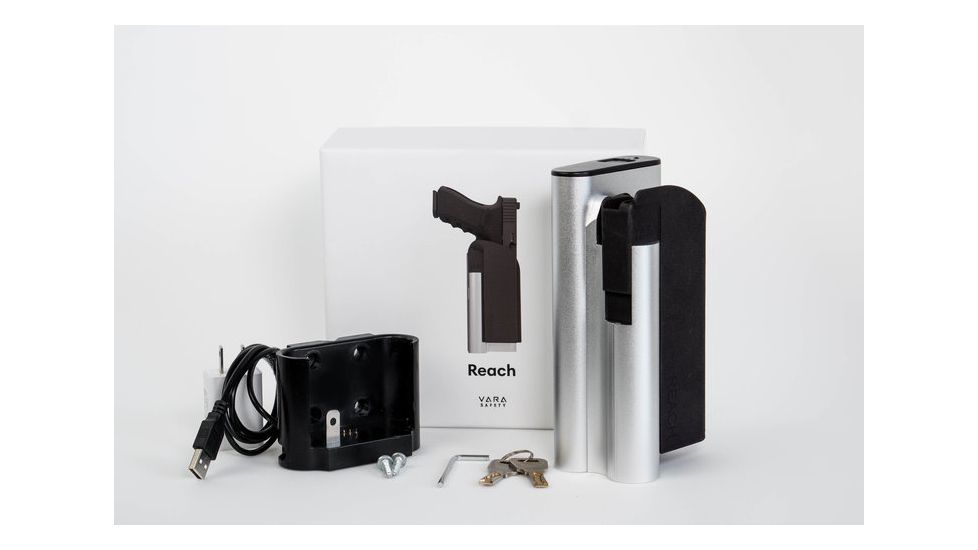 Vara Safety Reach Firearm Safe Holster, S&amp;W M&amp;P9 Shield/M&amp;P40 Shield &amp; Others, Right Hand, Silver, SQ7959989