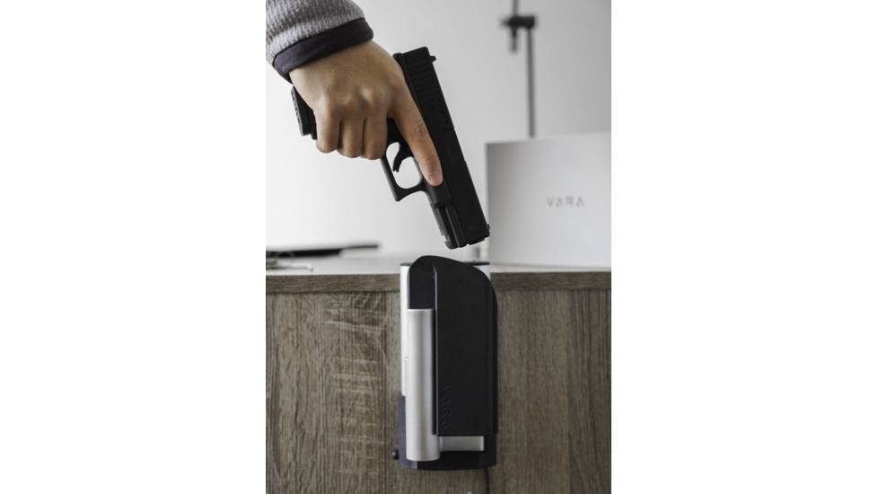 Vara Safety Reach Firearm Safe Holster, S&amp;W M&amp;P9 Shield/M&amp;P40 Shield &amp; Others, Right Hand, Silver, SQ7959989