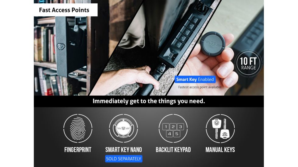 Vaultek Safe NSL20i Slider WiFi Biometric Pistol Vault, Covert Black NSL20i-BK