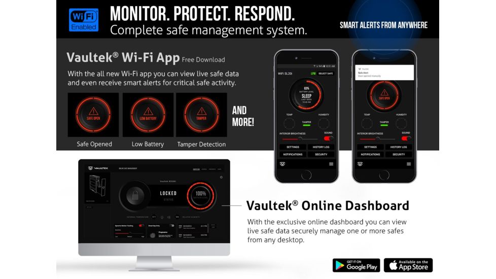 Vaultek Safe NSL20i Slider WiFi Biometric Pistol Vault, Covert Black NSL20i-BK