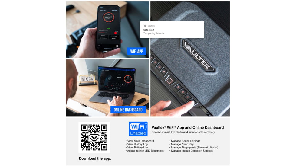 Vaultek Safe NVTi Full Size Rugged WiFi and Biometric Smart Safe, Black, NVTi-BK