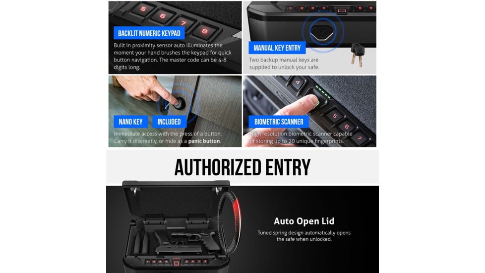 Vaultek Safe NVTi Full Size Rugged WiFi and Biometric Smart Safe, Black, NVTi-BK