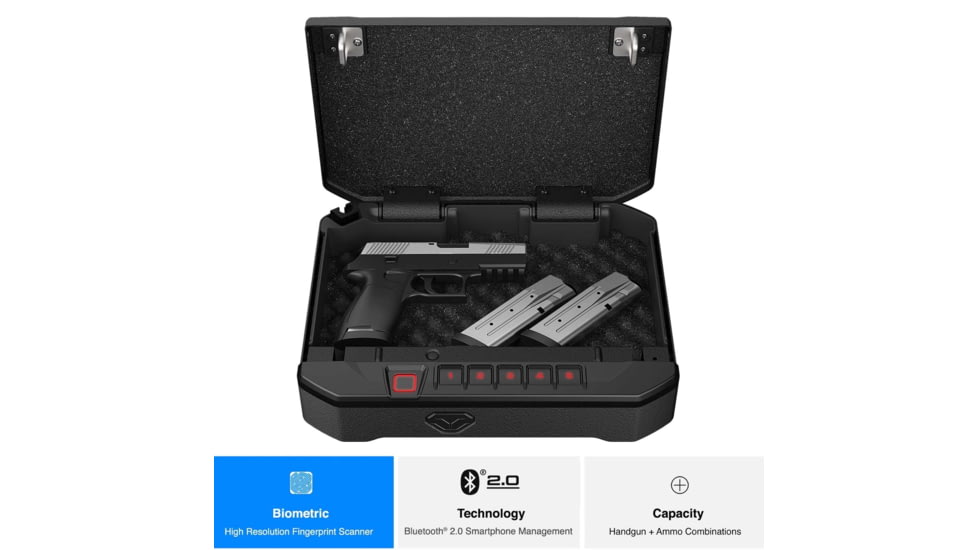 Vaultek Safe Sub-Compact Biometric Bluetooth 2.0 Smart Safe, 10 Series, Black, VS10i-BK