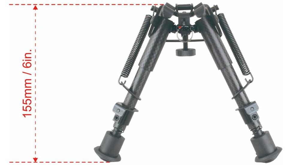 Vector Optics Carbon Fiber Spring Bipod, 6-9in, Black, RSCFP-06