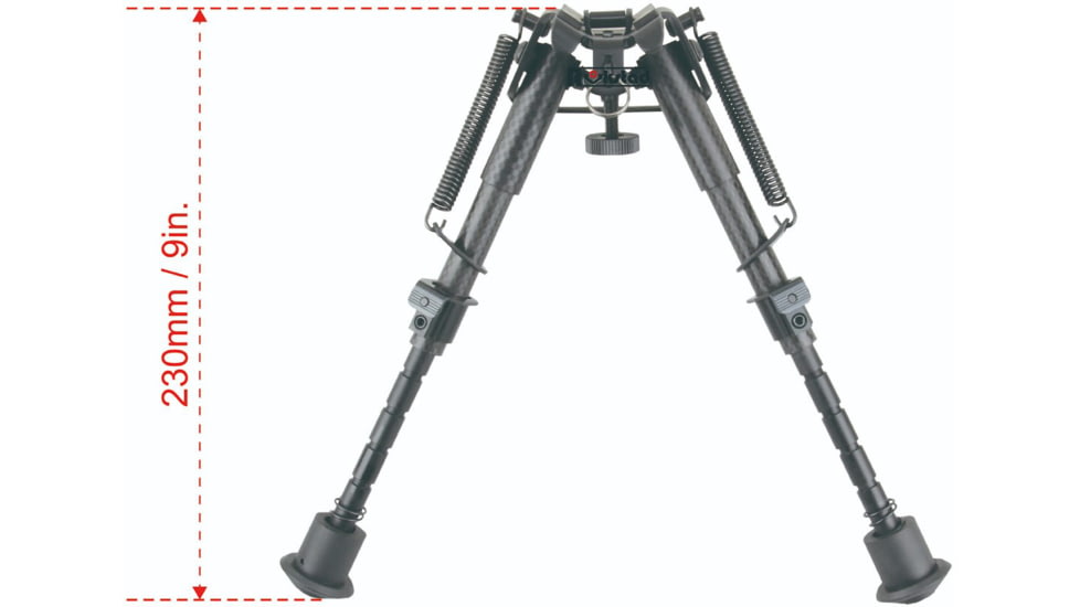 Vector Optics Carbon Fiber Spring Bipod, 6-9in, Black, RSCFP-06