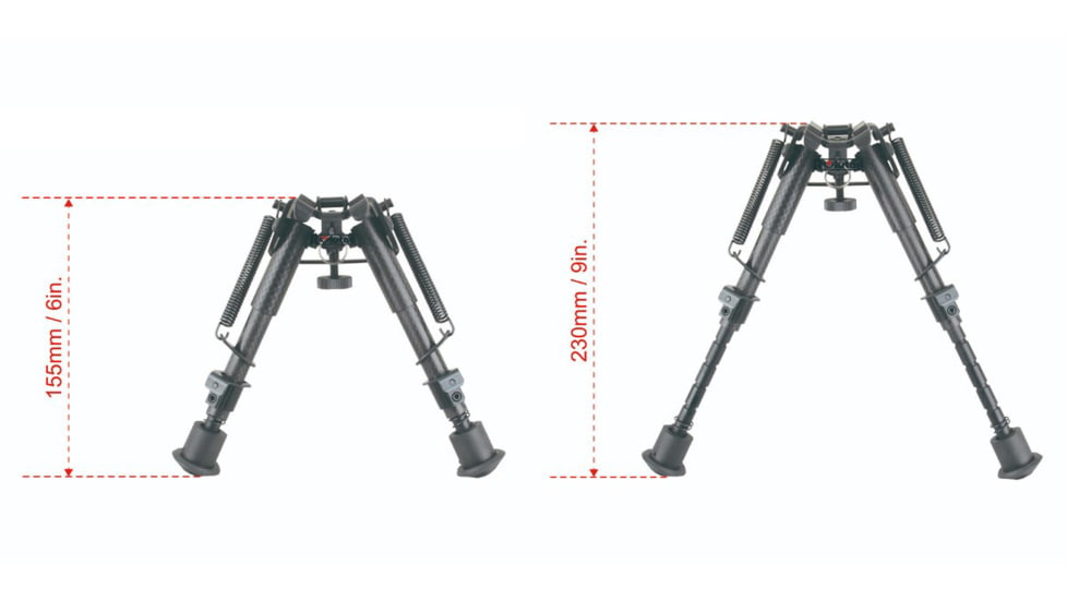 Vector Optics Carbon Fiber Spring Bipod, 6-9in, Black, RSCFP-06